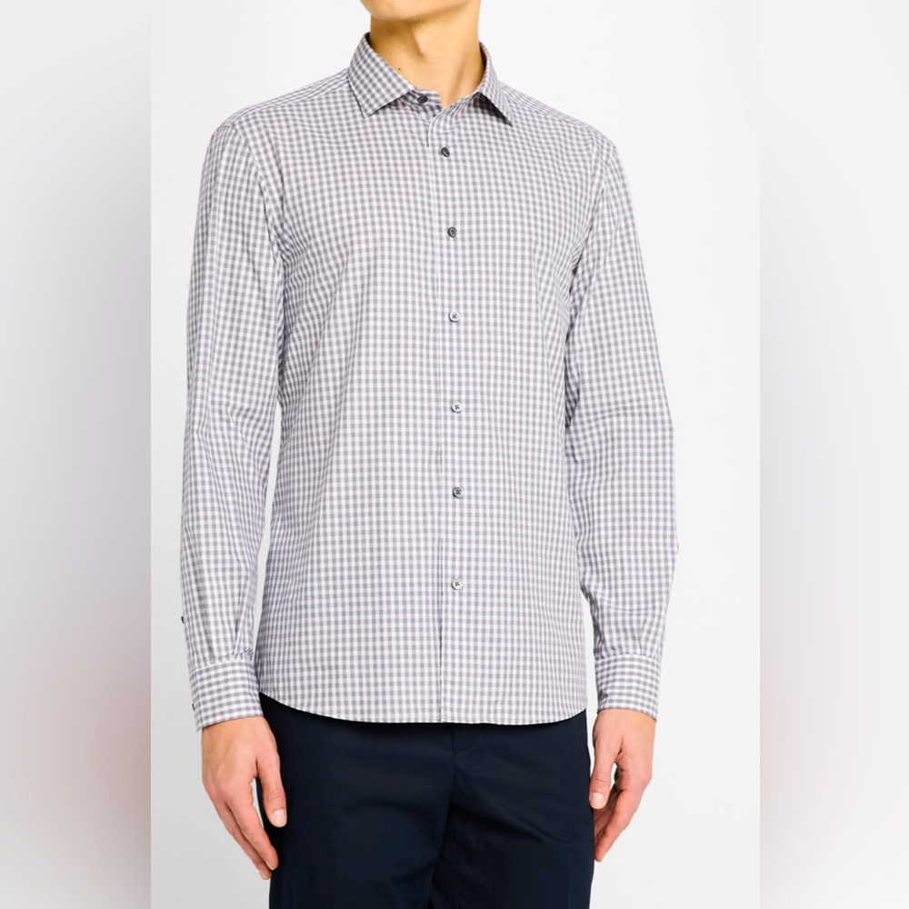 Ermenegildo Zegna Gray Checkered Dress Shirt